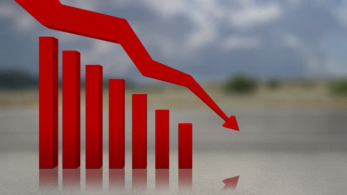 Decreased graph arrow with blurred background
